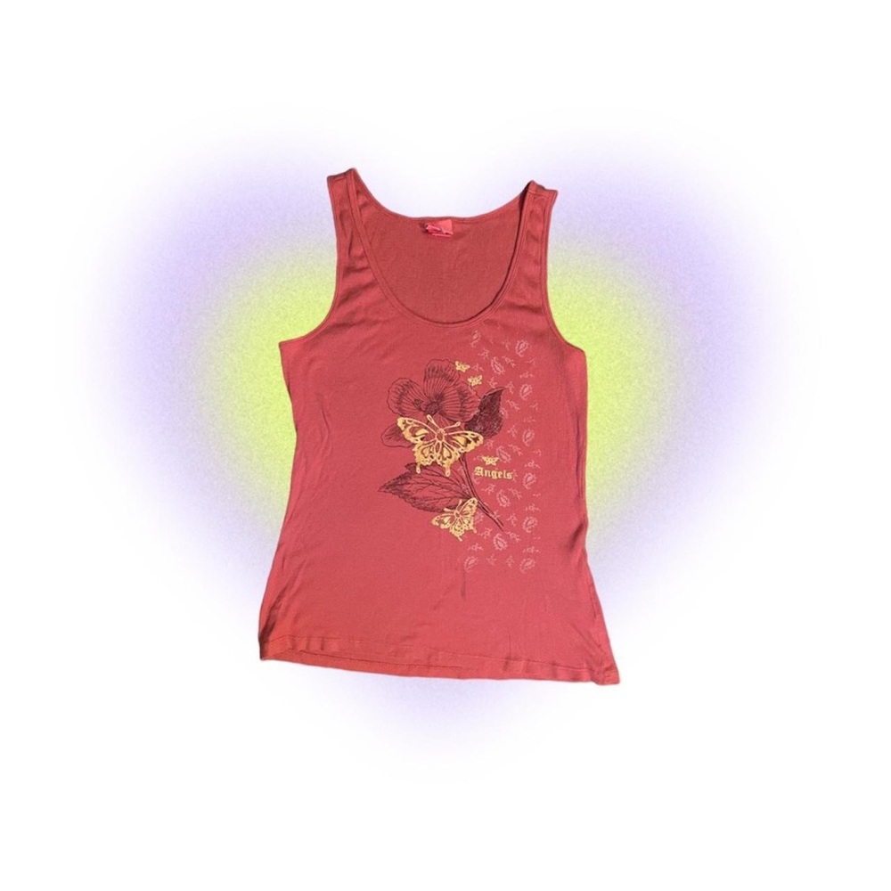 Angels floral gold butterfly tank top